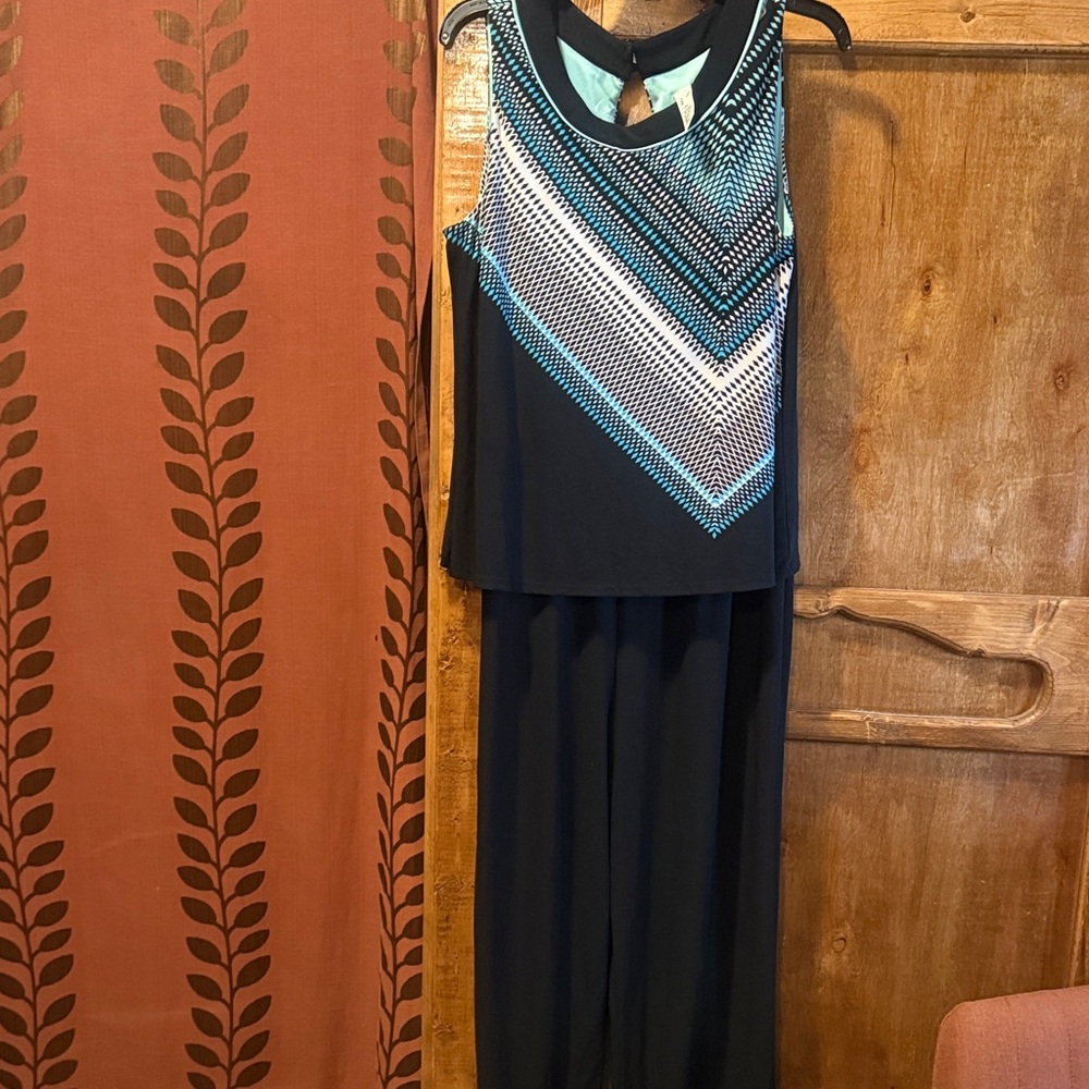 Emma & Michele Black and Teal Jumpsuit